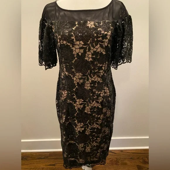 calvin klein black sequin cocktail dress NWT Calvin Klein Sheath Black Sequin Racerback Cocktail Dress Size 16